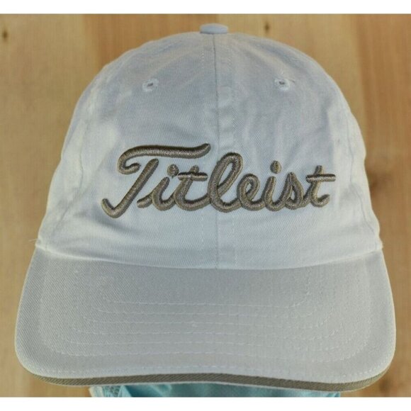Titleist FJ Footjoy Unisex Adult White/Gold Embroidery Golf Hat Cap Adjustable - Picture 1 of 9